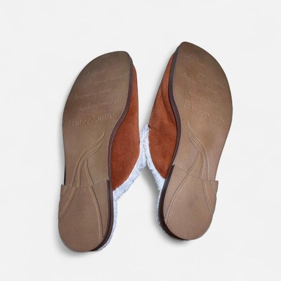 Franco Sarto Barris 2 Cognac Faux Fur Lined Slip On Mules women size 9 - Picture 3 of 6